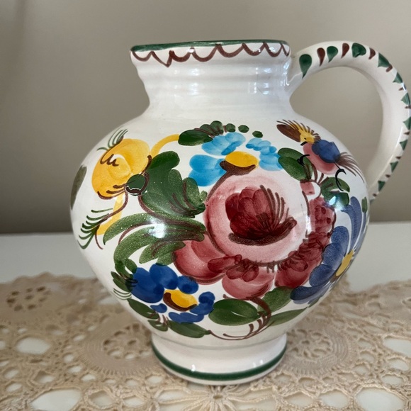 German pitcher Ulmer Keramik hand painted numbered 212/3 - Picture 2 of 5